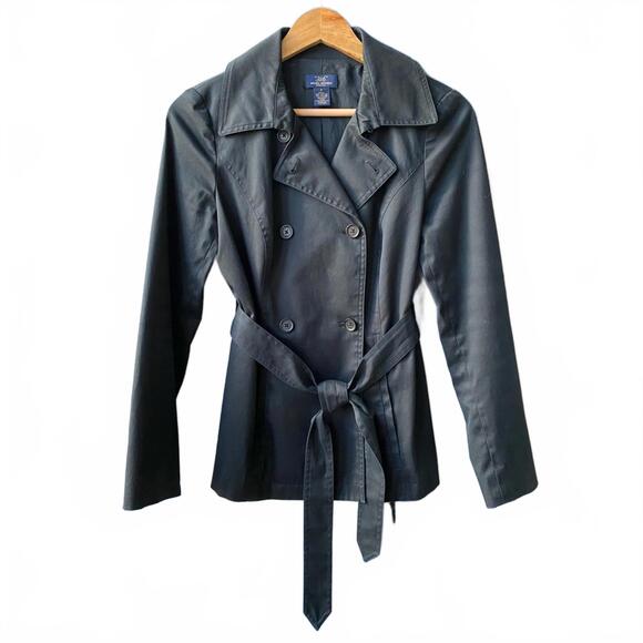 Brooks Brothers Jackets & Blazers - Brooks Brothers 346 Short Trench Coat Black Double Breasted